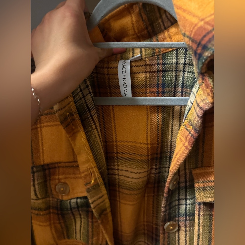 Plaid Long Sleeve Shirt Dress- MEDIUM - Picture 3 of 5